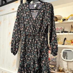 Abound Black Floral Long Sleeve Dress